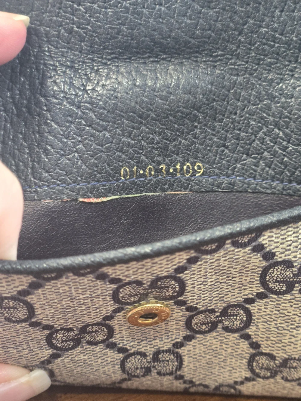 Vintage Gucci GG Canvas Sherry Line Wallet Black Leather Trim Italy Authentic - Picture 11 of 16